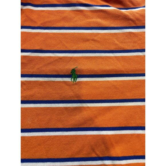 Polo by Ralph Lauren Striped Orange White Polo Shirt Orange Pony Size XXL - Picture 3 of 6